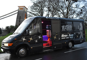Party bus travelling to event in Bristol