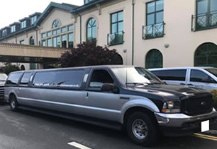 Limousine stands outside hotel