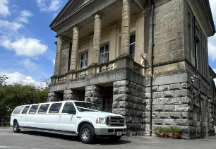 Limousine outside wedding venue