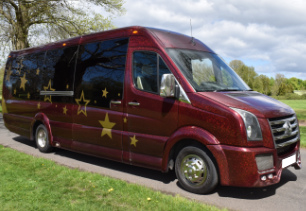Party bus in Weston-super-Mare with guests on night out